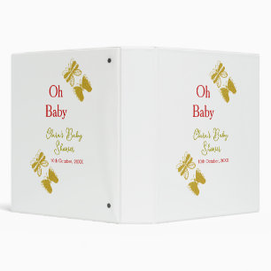 Golden butterfly red baby shower oh baby modern 3 ring binder