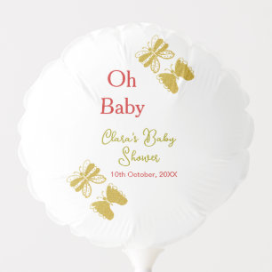Golden butterfly red baby shower oh baby modern balloon