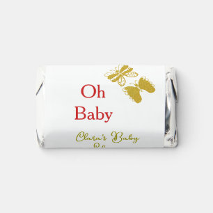 Golden butterfly red baby shower oh baby modern hershey's miniatures