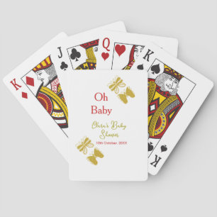 Golden butterfly red baby shower oh baby modern poker cards