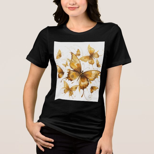 Golden Butterfly, Soft shadows of fall Tri-Blend Shirt (Front)