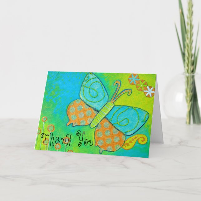 Golden Butterfly Thank  You Thank You Card (Front)