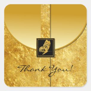 Golden Butterfly Wedding Favor Thank You Stickers