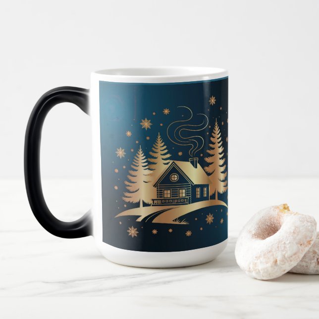 Golden Cabin Blue Morphing Mug (With Donut)