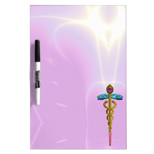 GOLDEN CADUCEUS, lilac ,pink Dry Erase Board (Front)