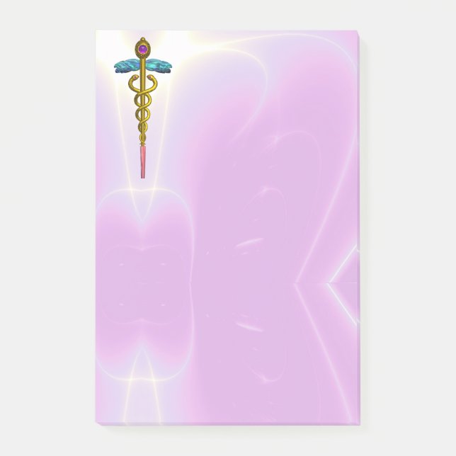 GOLDEN CADUCEUS SYMBOL MONOGRAM Pink Lilac Post-it Notes (Front)