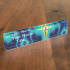 GOLDEN CADUCEUS VETERINARY SYMBOL Blue Turquoise