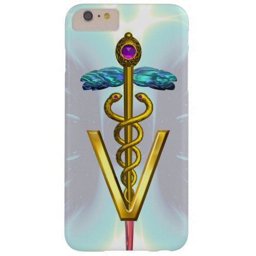 GOLDEN CADUCEUS VETERINARY SYMBOL Light Blue Teal Barely There iPhone 6 Plus Case