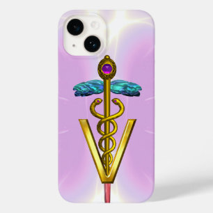 GOLDEN CADUCEUS VETERINARY SYMBOL Light Pink Lilac Case-Mate iPhone 14 Case