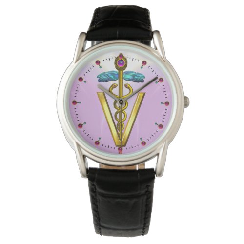 GOLDEN CADUCEUS VETERINARY SYMBOL  PinkLilac Watch