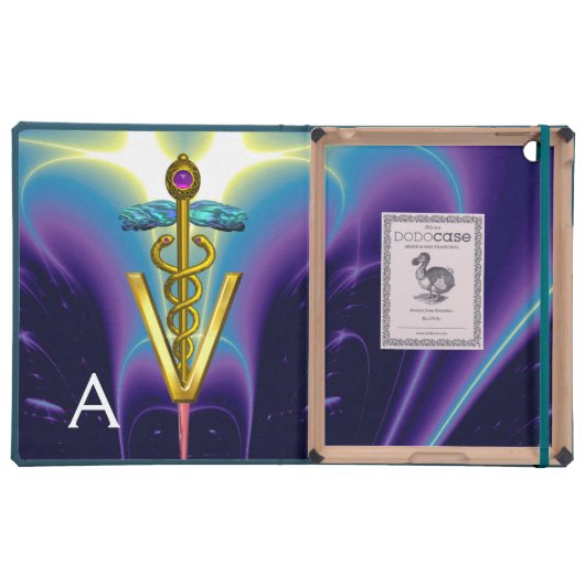 GOLDEN CADUCEUS VETERINARY SYMBOL / Purple Blue (Inside)