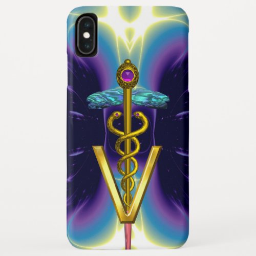 GOLDEN CADUCEUS VETERINARY SYMBOL  Purple Blue iPhone XS Max Case