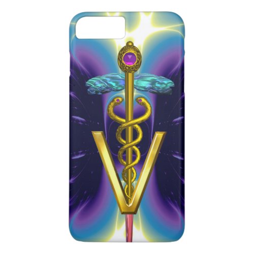 GOLDEN CADUCEUS VETERINARY SYMBOL  Purple Blue iPhone 8 Plus7 Plus Case