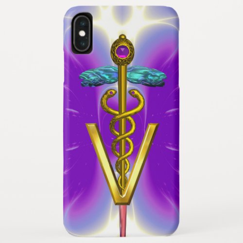 GOLDEN CADUCEUS VETERINARY SYMBOL  Purple Fuchsia iPhone XS Max Case