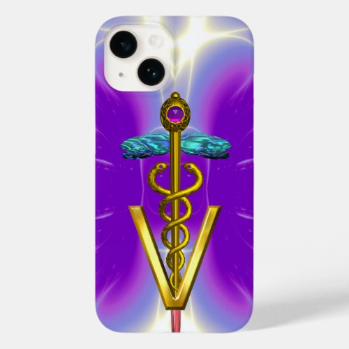 GOLDEN CADUCEUS VETERINARY SYMBOL  Purple Fuchsia Case_Mate iPhone 14 Case