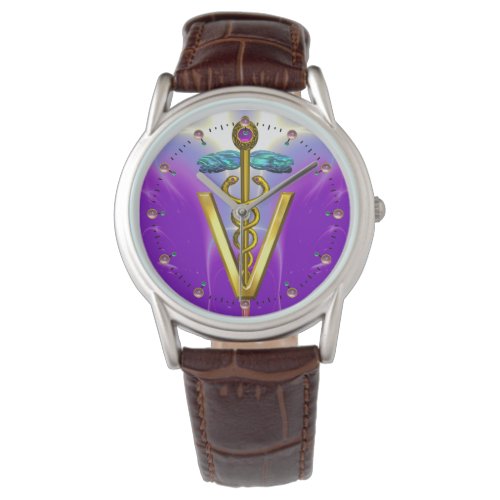 GOLDEN CADUCEUS VETERINARY SYMBOL  Purple Watch