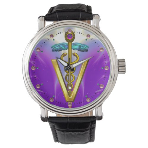 GOLDEN CADUCEUS VETERINARY SYMBOL  Purple Watch