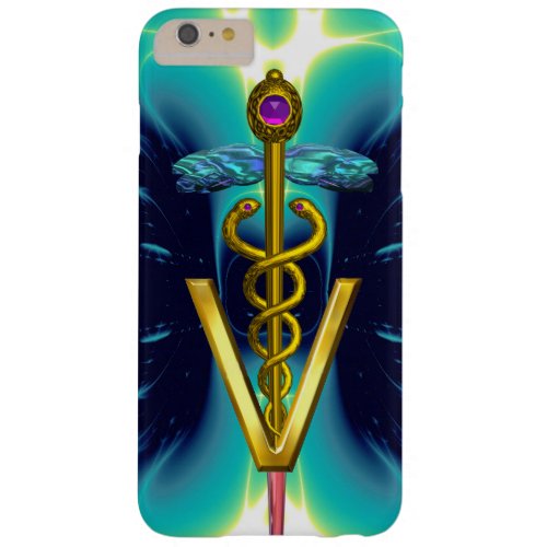 GOLDEN CADUCEUS VETERINARY SYMBOL  Teal Blue Barely There iPhone 6 Plus Case