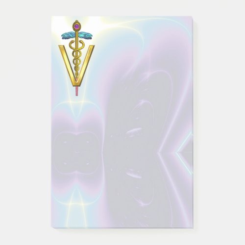 GOLDEN CADUCEUS VETERINARY SYMBOL Teal Purple Post_it Notes