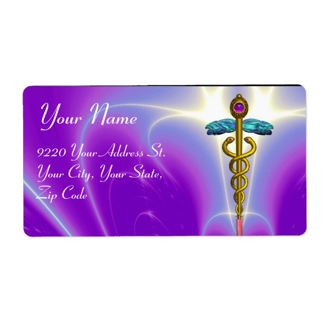 GOLDEN CADUCEUS, vibrant amethyst,violet,purple Label (Front)