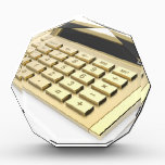 Golden calculator acrylic award<br><div class="desc">Golden calculator on white background</div>