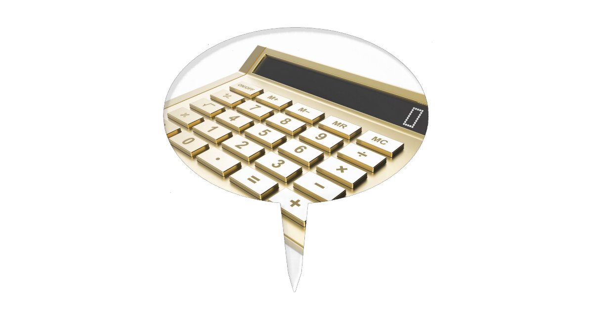 Golden calculator cake topper | Zazzle