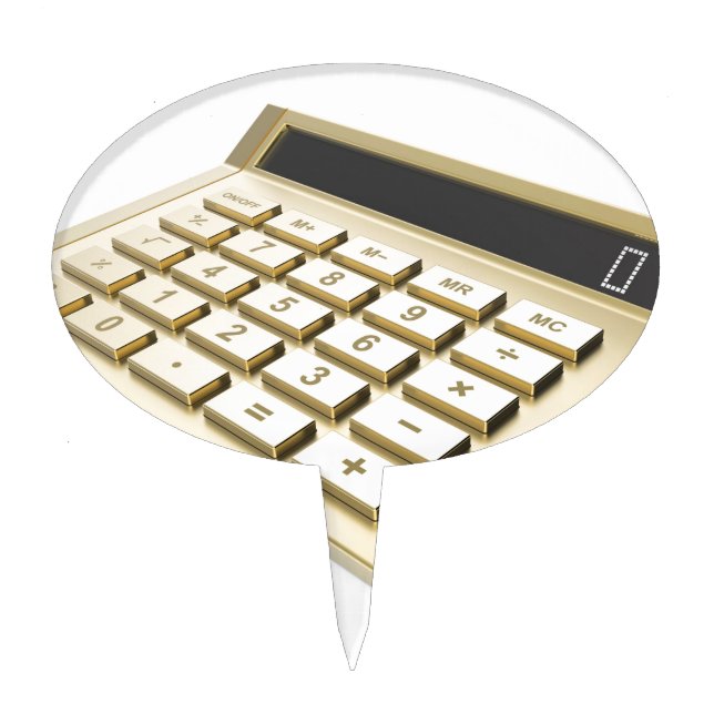 Golden calculator cake topper (Front)