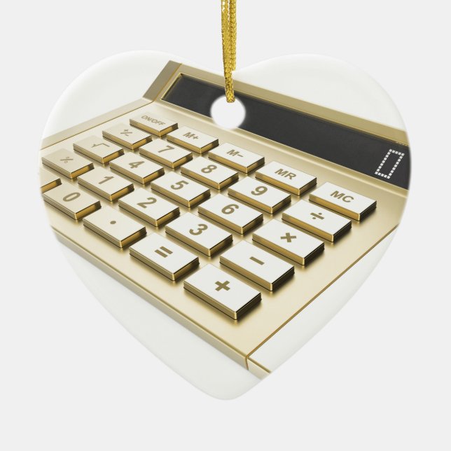 Golden calculator ceramic ornament (Front)