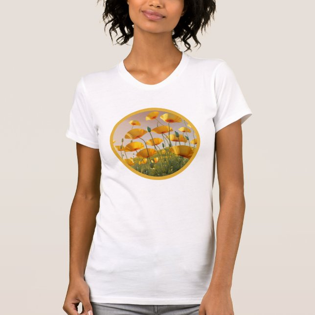 Golden California Poppy Meadow Women t-shirt. T-Shirt (Front)