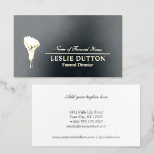 Golden Calla Lily Funeral Director Foil Business Cards