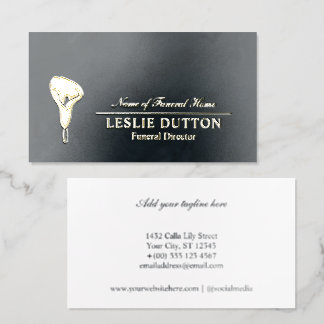 Golden Calla Lily Funeral Director Foil Business Cards
