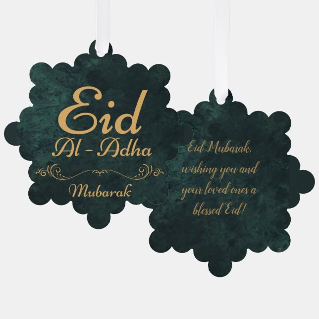  Golden Calligraphy Eid Al-Adha Mubarak 2024 Ornament Card (Front/Back)