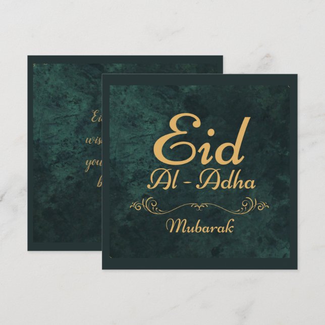  Golden Calligraphy Eid Al-Adha Mubarak 2025 Holiday Card (Front/Back)