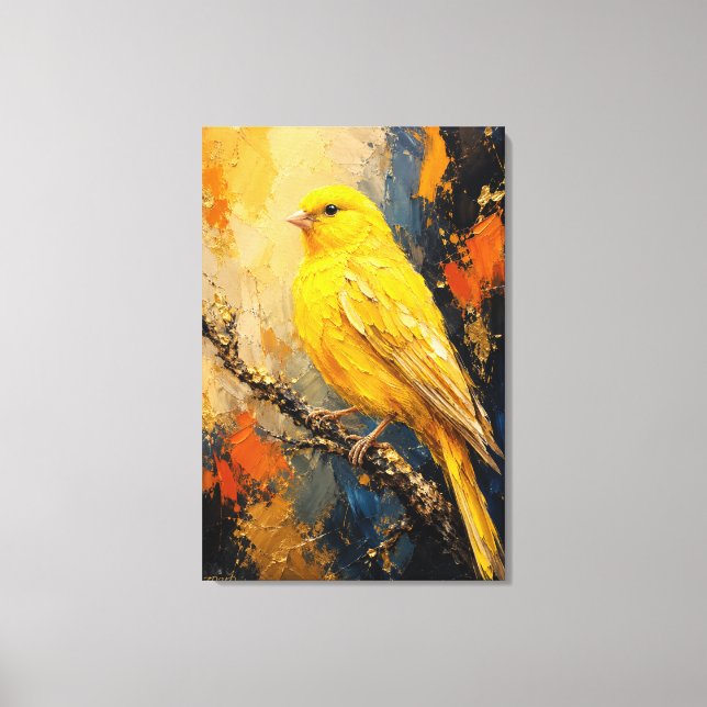 Golden Canary Luxury Impasto Canvas Print (Front)
