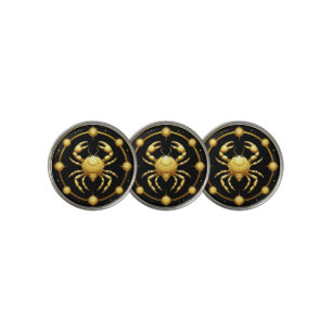 Golden Cancer Cosmic Zodiac Golf Ball Marker