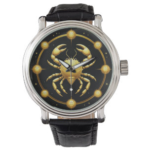 Golden Cancer Cosmic Zodiac Watch