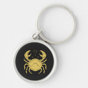 Golden Cancer Zodiac Crab Minimalist Illustration Keychain