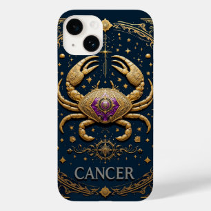Golden Cancer Zodiac Symbol on Dark Background Case-Mate iPhone 14 Case