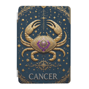 Golden Cancer Zodiac Symbol on Dark Background iPad Mini Cover