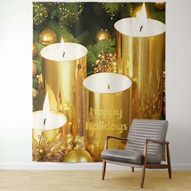 Golden Candles Christmas Holiday Backdrop (In Situ)