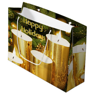 Golden Candles Christmas Holiday Gift Bag