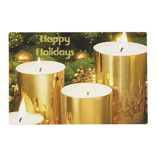 Golden Candles Christmas Holiday Paper Placemat