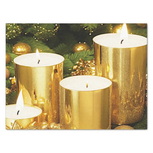 Golden Candles Christmas Holiday Tissue Paper