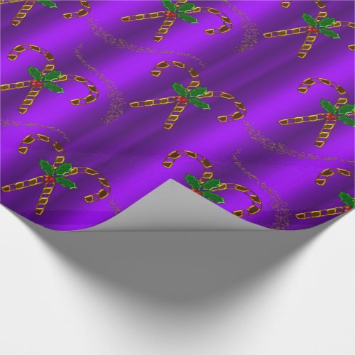Golden Candy Canes on Purple Christmas