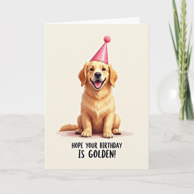 Golden Canine Birthday Card (Front)