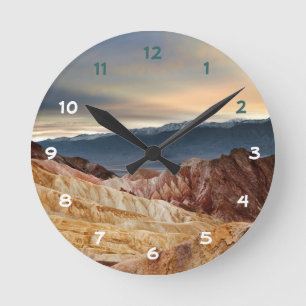 Golden Canyon at Sunset Round Clock