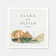 Golden Capri Sailboat Watercolor Cocktail Wedding