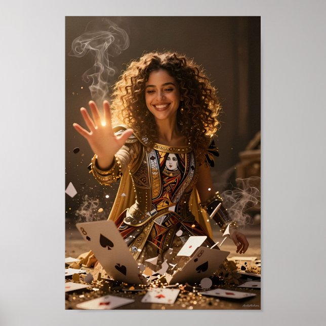 Golden Card Enchantress Magic Art Poster (Front)