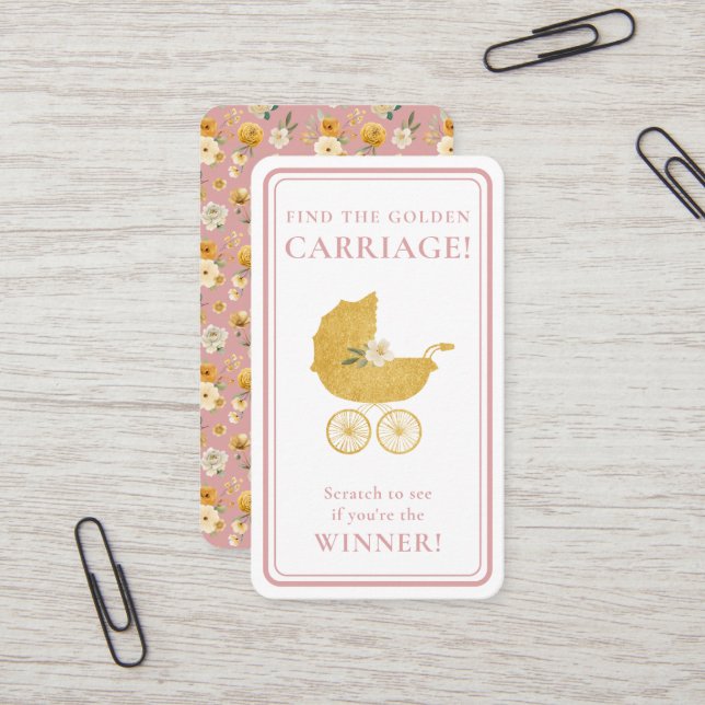 Golden Carriage Scratch-Off Game | Blush Pink Business Card (Front/Back In Situ)