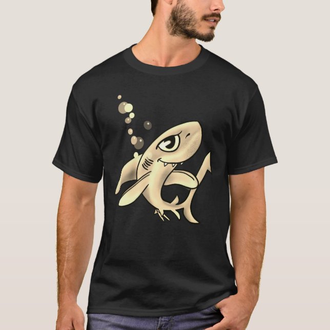Golden Cartoon Shark T-Shirt (Front)